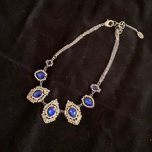 Jewelry necklace with blue crystal like sapphire and Swarovski.